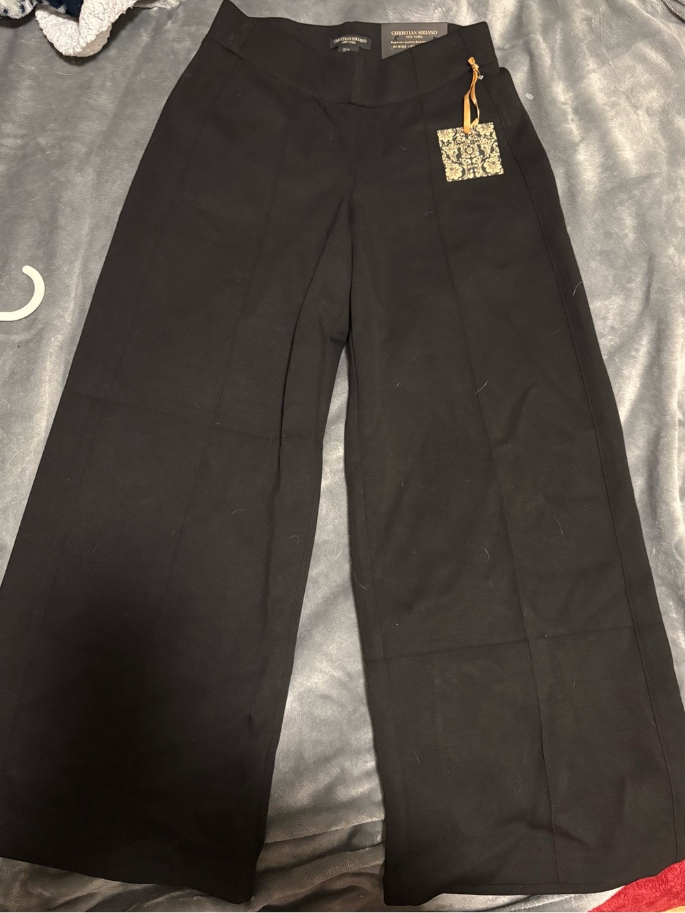 Christian Siriano Black Hi-Rise Wide Leg Crop Pants